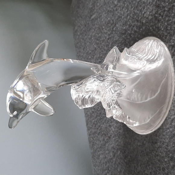 Vintage Crystal Dolphin with Frosted Glass Base - Picture 6 of 10